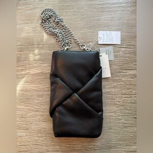 A New Day Crossbody Phone Bag Black Silver Chain